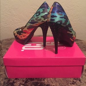 Leopard Neon Spike Heels